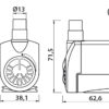 DIMENSIONI Pompe d'aquarium 600l/h